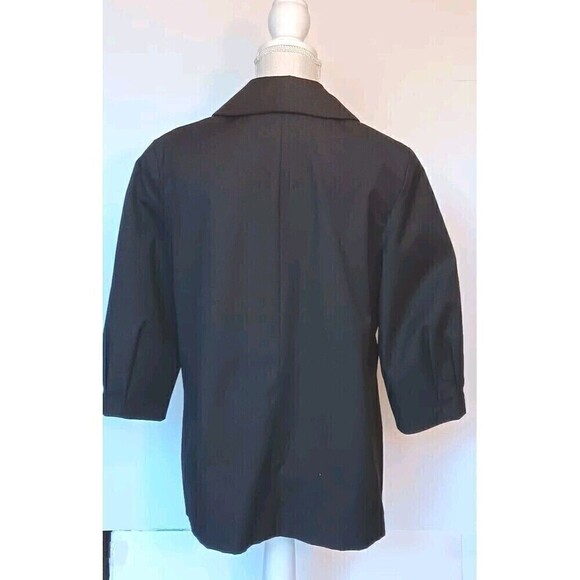 RQT Black Size Petite M Button Up Cotton Blend Blazer with 3/4" Pleated Sleeves - Picture 3 of 11